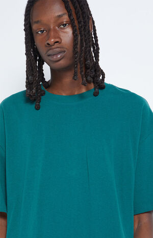 Forest Green Solid Oversized Boxy T-Shirt image number 2
