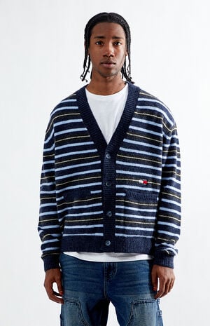 Striped Jacquard Boxy Cardigan image number 1