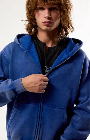 Blue Snow Wash Full Zip Hoodie image number 2
