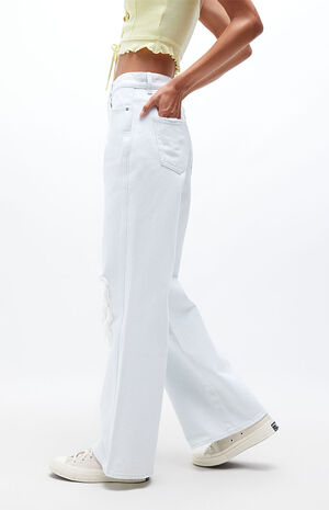 Light Blue Ripped High Waisted Baggy Jeans image number 2