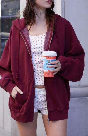 Burgundy Christy Full Zip Hoodie image number 1