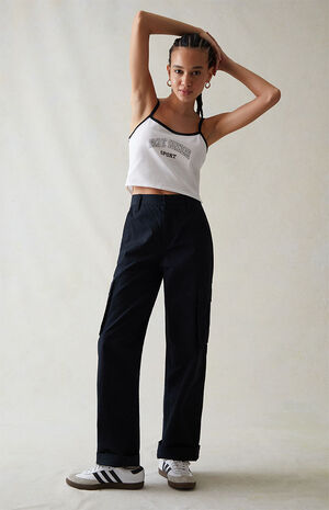 Black Straight Leg Utility Cargo Pants image number 5