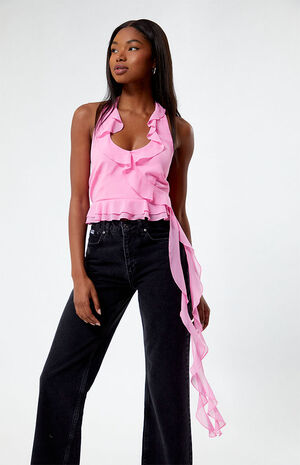 Mesh Ruffle Tank Top image number 1