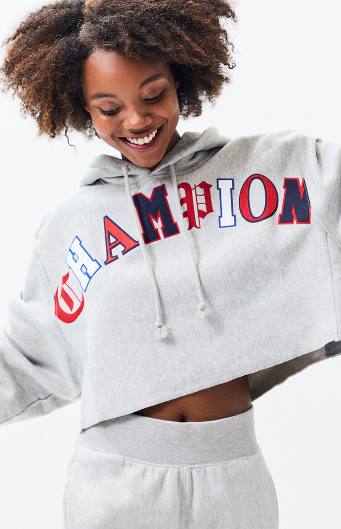 Champion old english hoodie sales women's