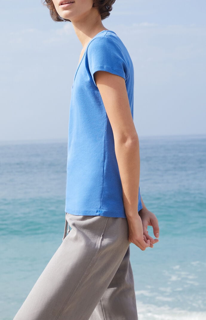 John Galt Electric Blue V-Neck Short Sleeve Top