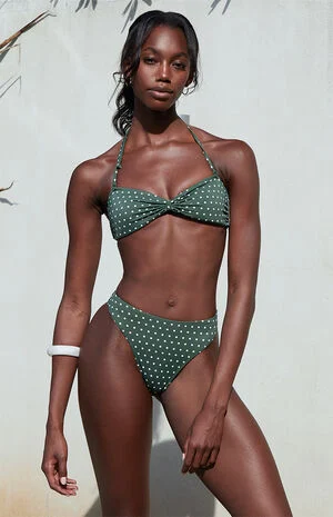 Polka Dot Kaelan High Waisted Cheeky Bikini Bottom image number 1