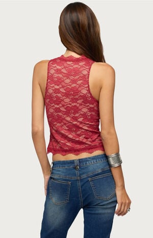 Frieda Keyhole Cutout Lace Top image number 3
