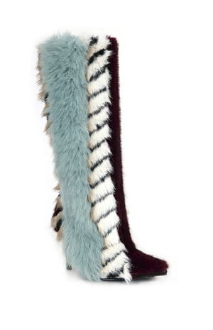 Upsella Blue Faux Fur Stiletto Boots image number 2