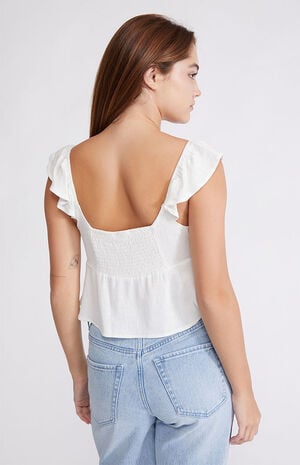 Keyhole Linen Babydoll Top image number 4