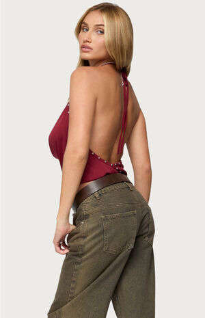 Irina Stud Cowl Neck Halter Top image number 3