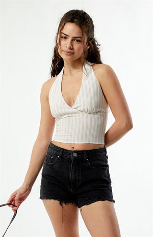 Pinstripe Linen Halter Top image number 3