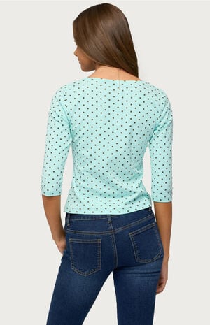 Lela Polka Dot Quarter Sleeve Top image number 3