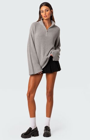 Amour High Neck Oversized Zip Sweater image number 3