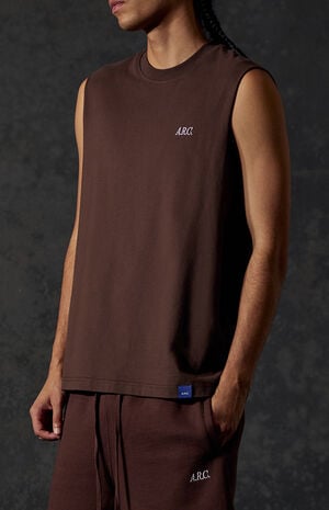 Brown Standard Cut Off Muscle T-Shirt image number 4