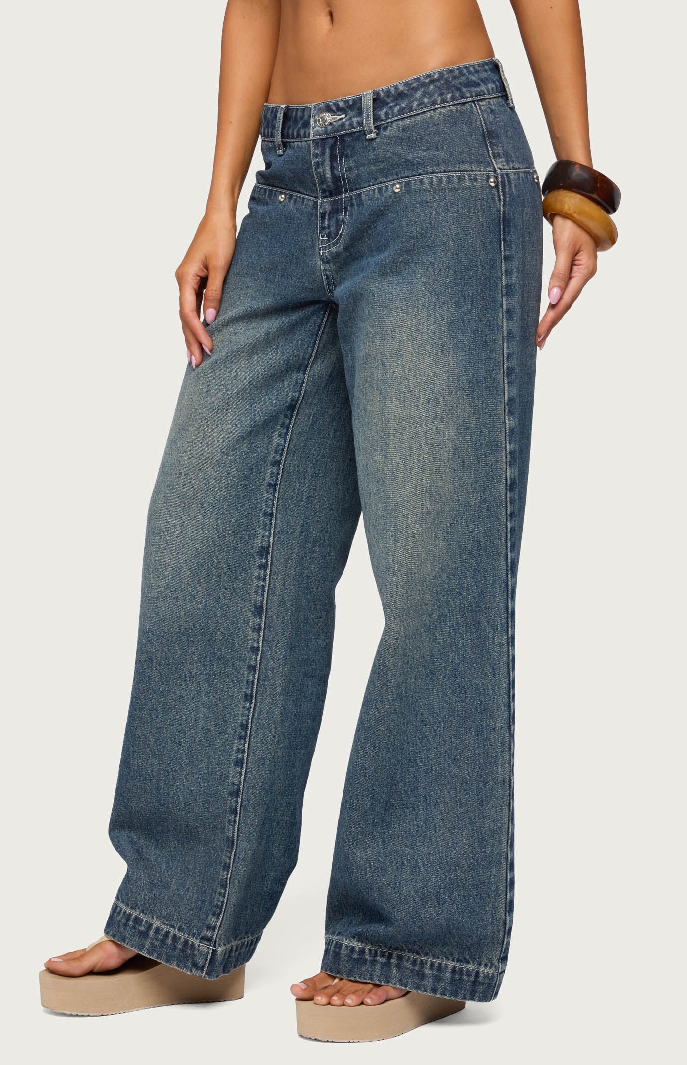 Edikted Wyn Studded Low Rise Baggy Jeans