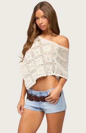 Lilianna Scalloped Crochet Poncho image number 2