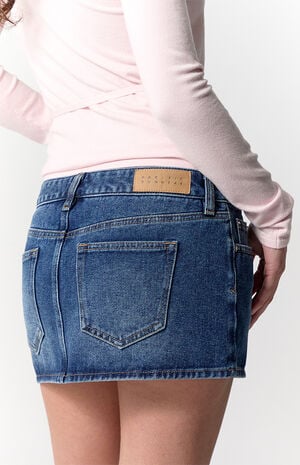 Piper Stretch Dark Blue Jean Micro Mini Skirt image number 5