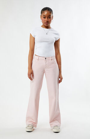 Eco Light Pink Low Rise Wide Leg Jeans image number 2
