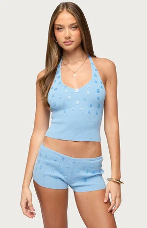 Nataly Button Knit Halter Top image number 1