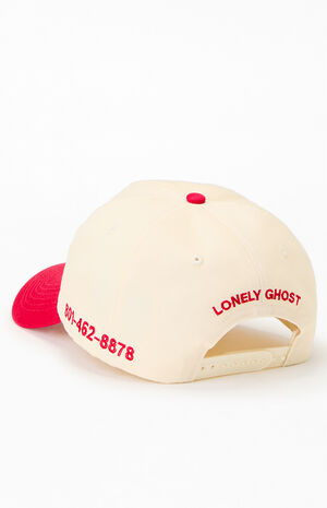 Cream & Red Text Me When You Get Lonely Snapback Hat image number 5