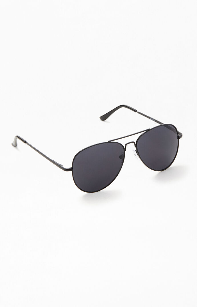 Black Metal Aviator Sunglasses