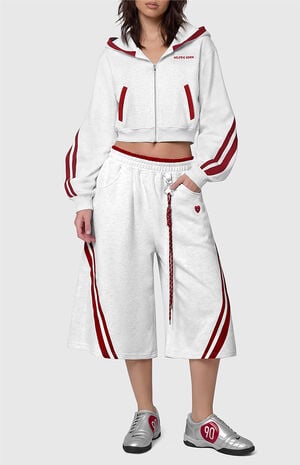 Striped Longline Sweat Shorts image number 2