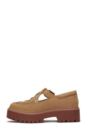 Women's Beige Nubuck Stone Street Buckle Mary Jane Shoes image number 6