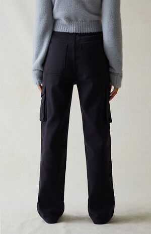 Comfort Stretch Washed Black Cargo Dad Pants image number 3
