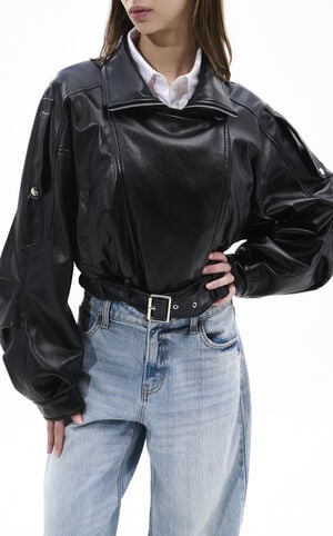 Papoose Black Butter Faux Leather Jacket image number 2
