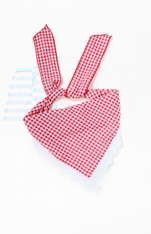 Red Gingham Eyelet Head Scarf image number 2