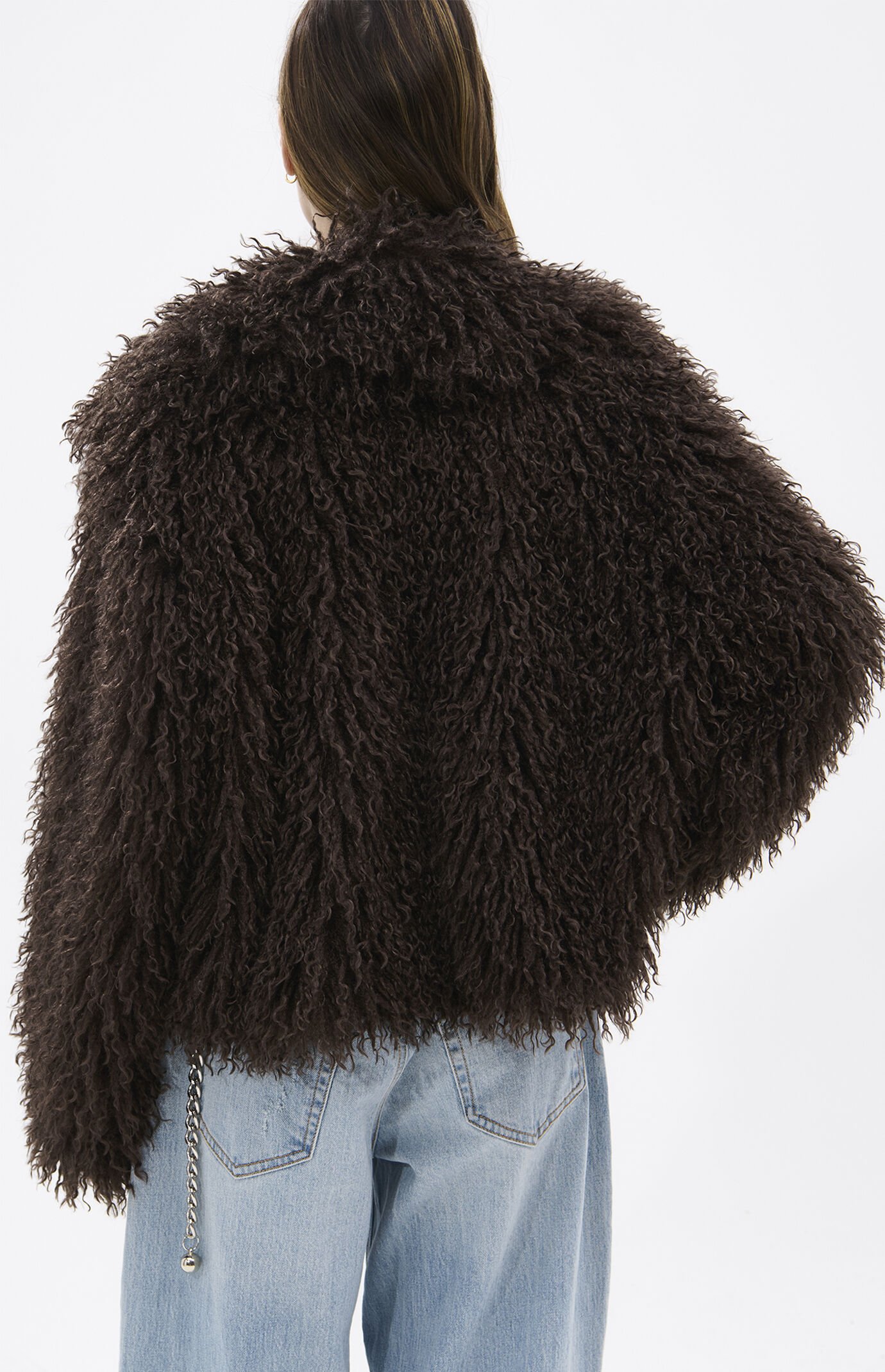 AZALEA WANG Ruperta Brown Faux Fur Jacket