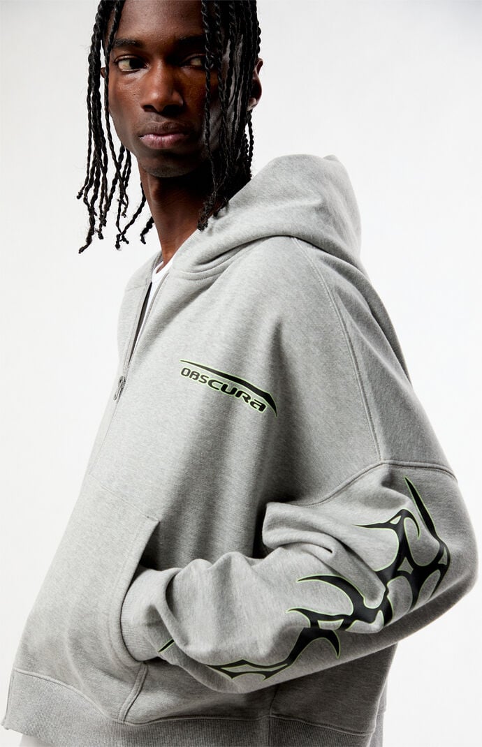 Pacsun Heather Gray Obscura Cropped Full Zip Hoodie | Pacsun