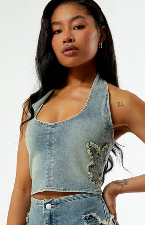 By PacSun Denim Halter Top image number 2