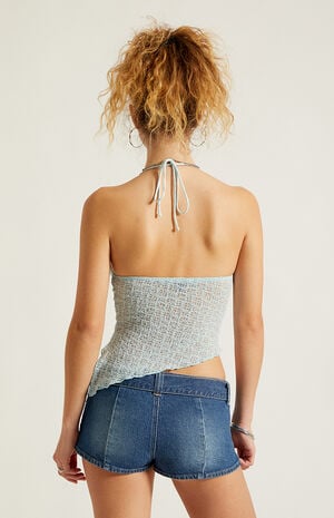 Netted Asymmetrical Halter Top image number 4