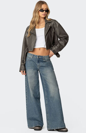 Washed Faux Leather Jacket image number 2