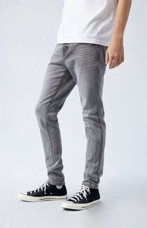 Comfort Stretch Gray Stacked Skinny Jeans image number 3