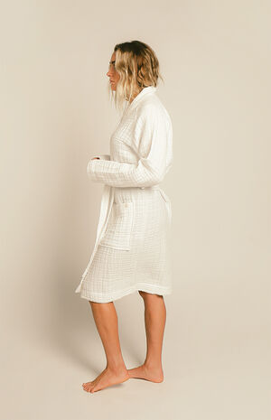 Organic White Gauzy Robe image number 3