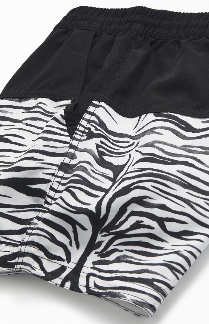 zebra print swim trunks