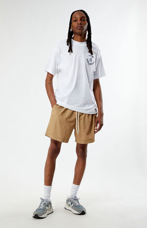 Tan Nylon Collegiate 6.5" Swim Trunks image number 2