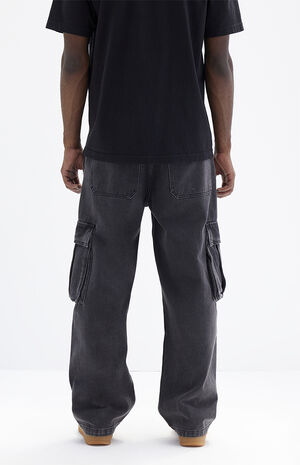 Black Wash Baggy Cargo Jeans image number 5