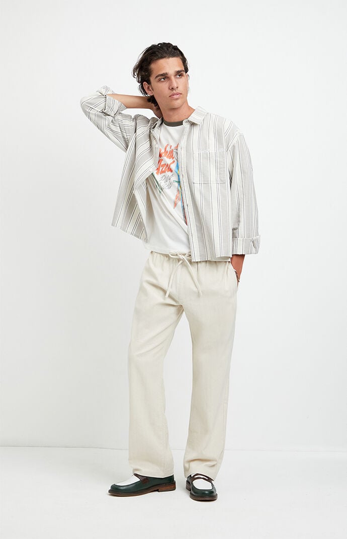 Pacsun Cream Straight Leg Linen Pants