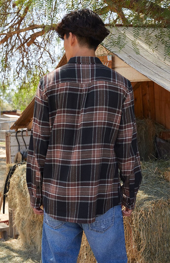 Mens black and tan plaid shirt clearance