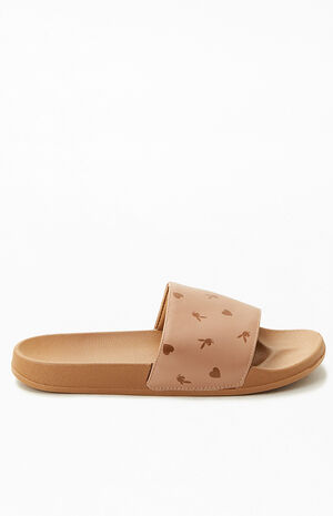 By PacSun Women's Brown AOP Bunny Slide Sandals image number 2