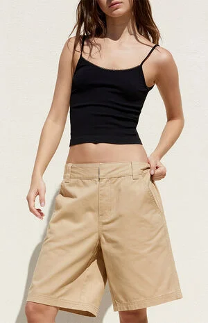 Tan Fold-Over Relaxed Workwear Shorts image number 1