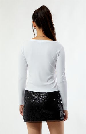 Kylie V-Neck Ribbed Long Sleeve Top image number 3