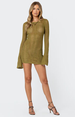 Back Cut Out Crochet Mini Dress image number 5