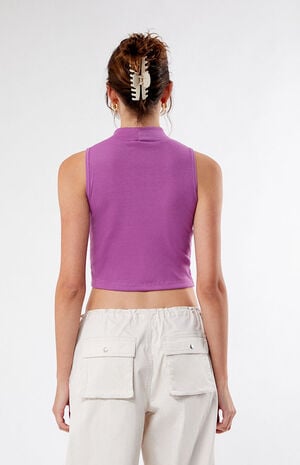 Purple Mock Neck Tank Top image number 3