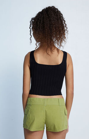 Green Low Rise Cargo Shorts image number 4