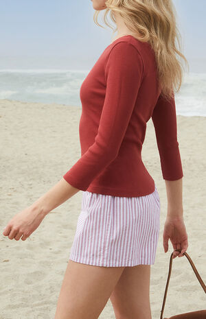 White & Red Keira Pajama Boxer Shorts image number 3