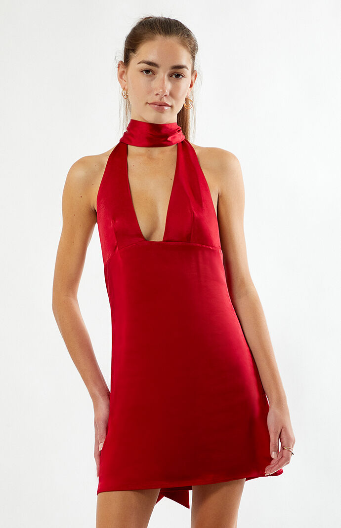 Beverly and Beck Vera Satin Halter Mini Dress | Pacsun